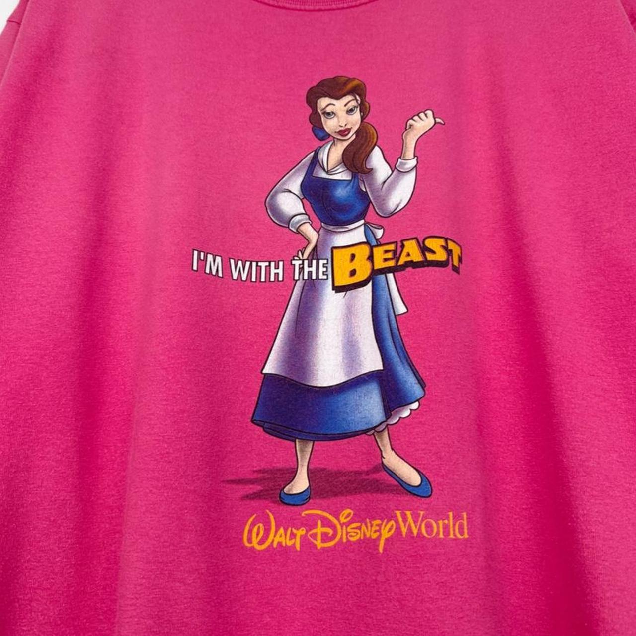 Vintage 00s Belle I'm With The Beast Disney World Pink T Shirt (L)