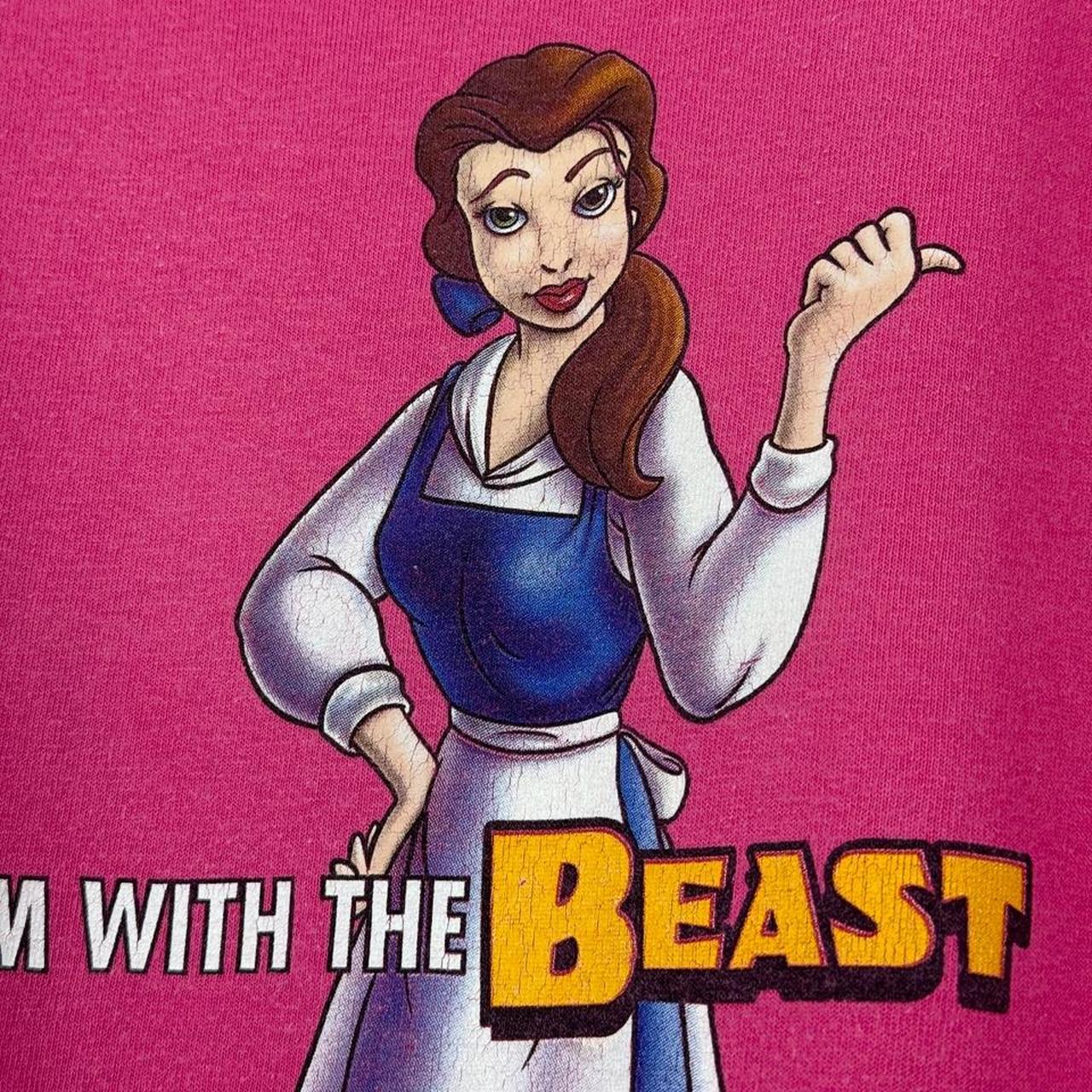 Vintage 00s Belle I'm With The Beast Disney World Pink T Shirt (L)