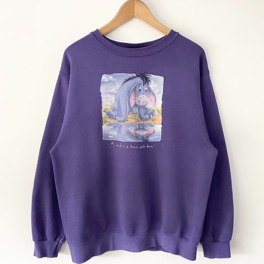 Vintage Eeyore Frown Smile Upside Down Sweatshirt (M)