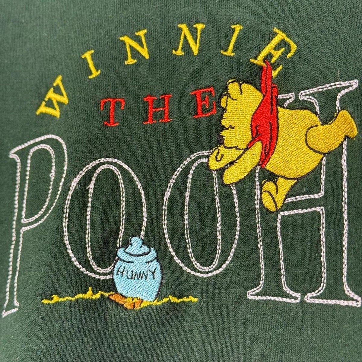 Vintage 90s Winnie the Pooh Embroidered Green Sweatshirt (XL)