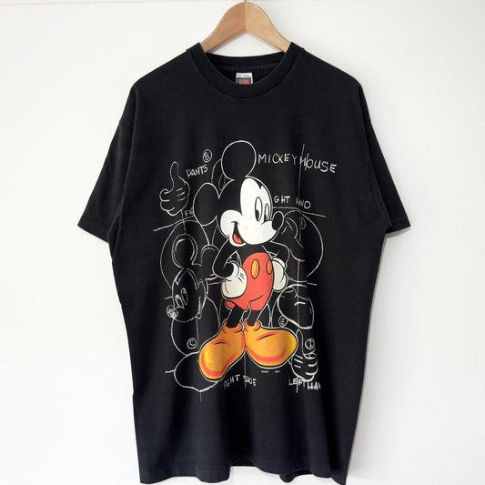Vintage Mickey Mouse Blueprint 90s T Shirt (XL)