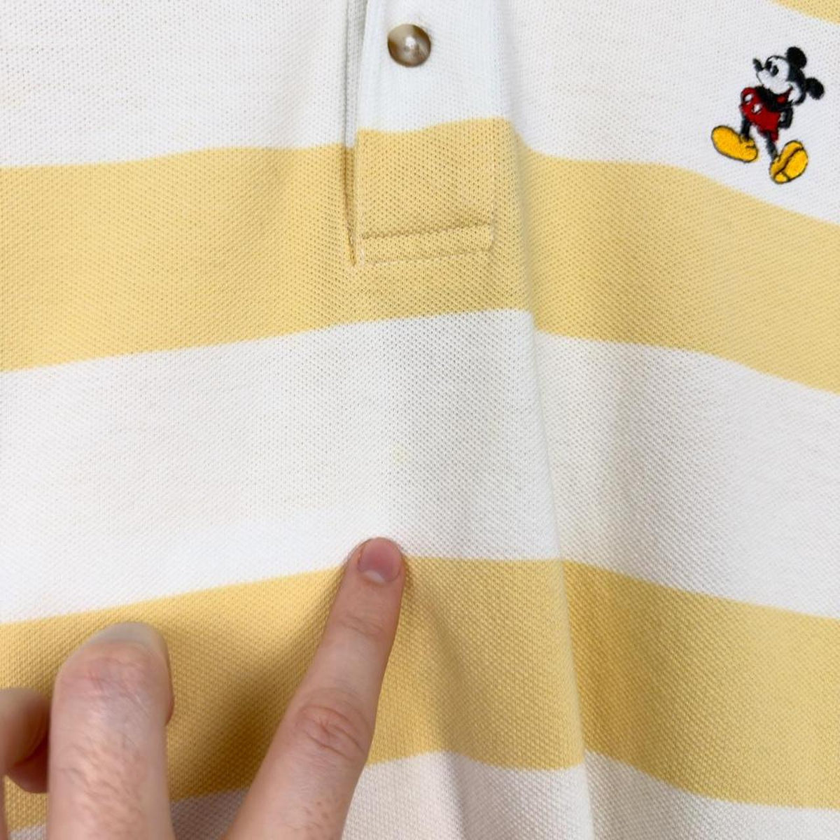 Vintage Mickey Mouse Embroidered Striped Polo Shirt (XL/XXL)