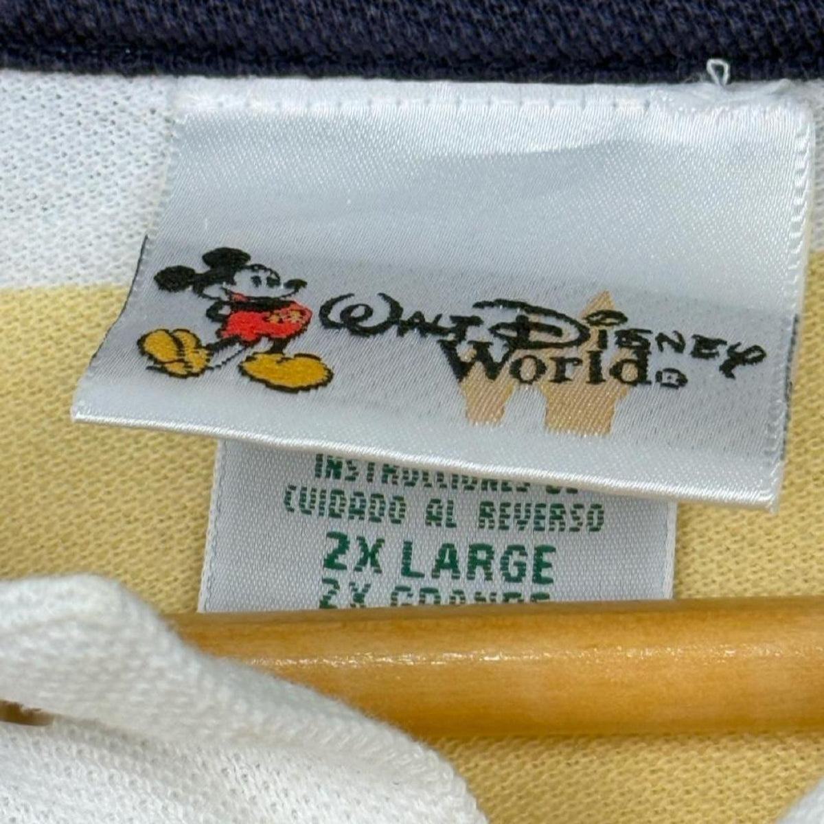 Vintage Mickey Mouse Embroidered Striped Polo Shirt (XL/XXL)