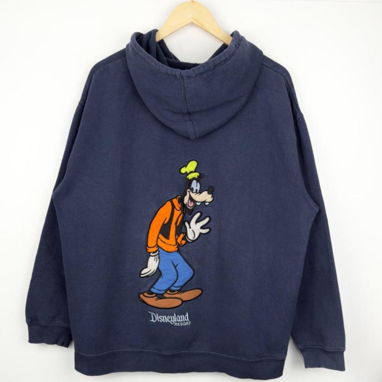 Vintage 00s Goofy Disneyland Embroidered Navy Zip Up Hoodie (L)
