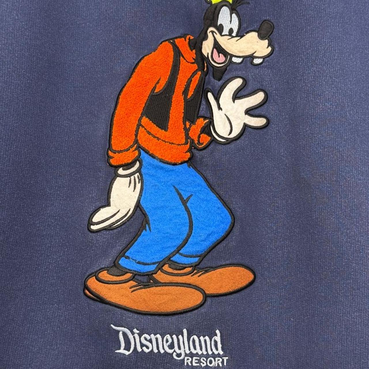 Vintage 00s Goofy Disneyland Embroidered Navy Zip Up Hoodie (L)