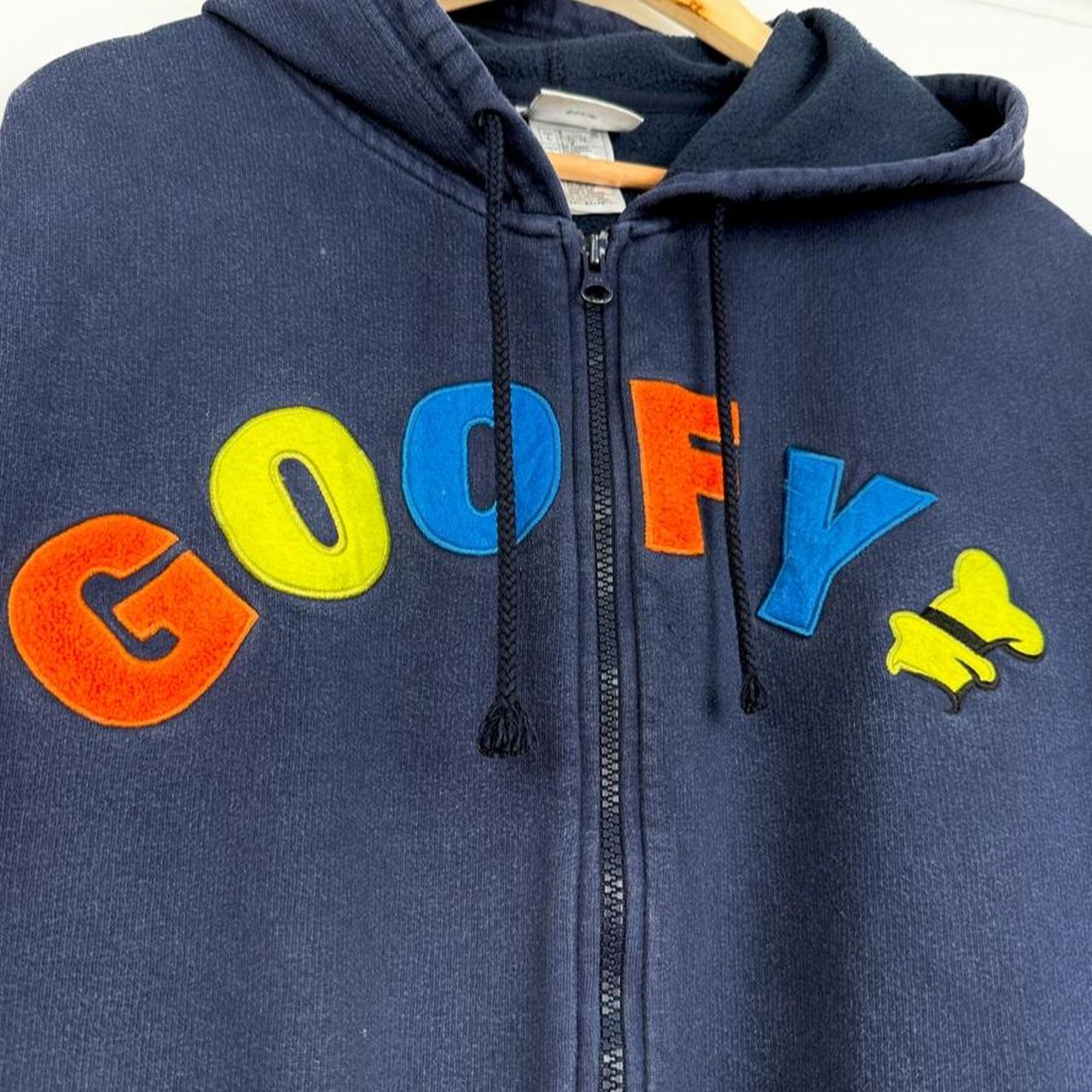 Vintage 00s Goofy Disneyland Embroidered Navy Zip Up Hoodie (L)