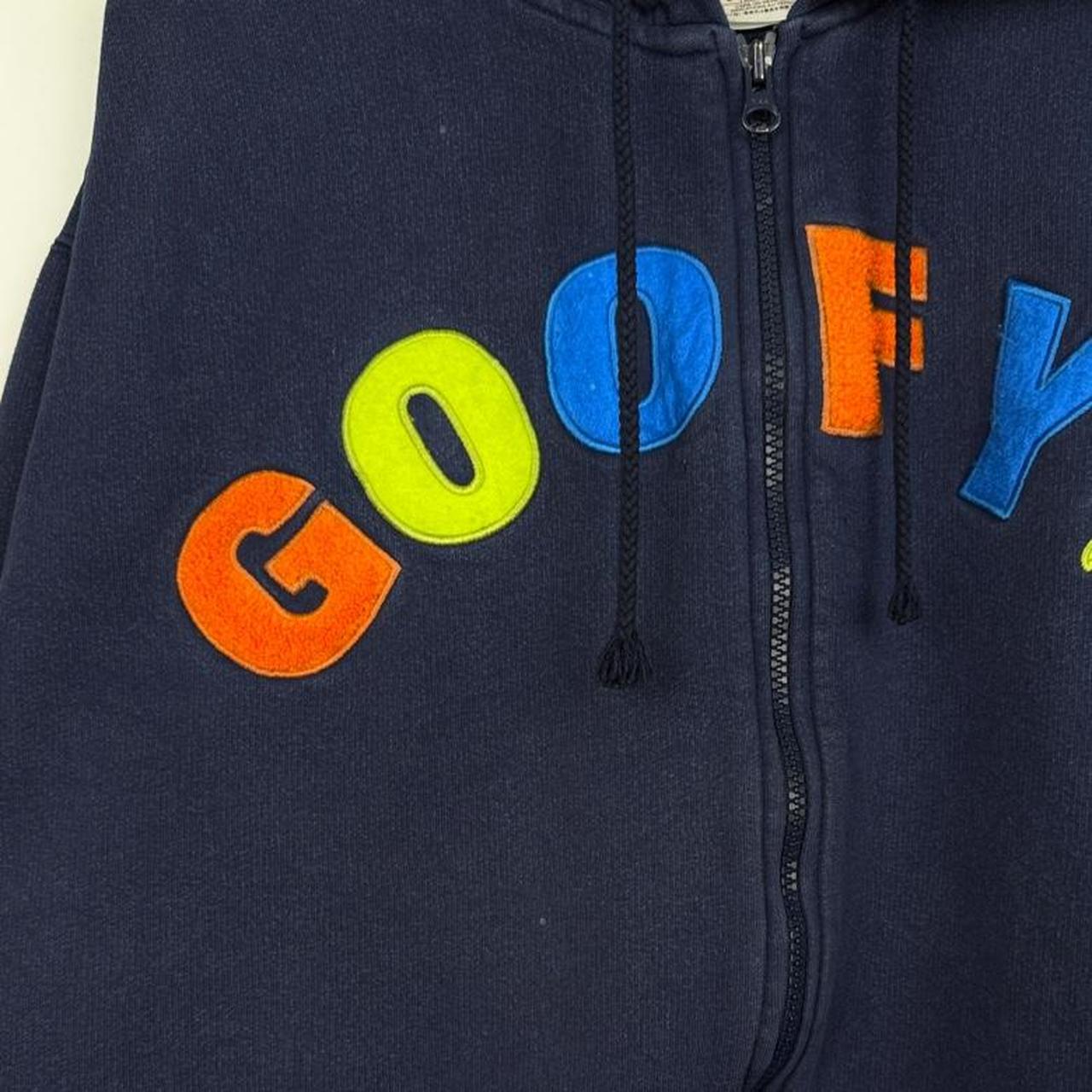 Vintage 00s Goofy Disneyland Embroidered Navy Zip Up Hoodie (L)