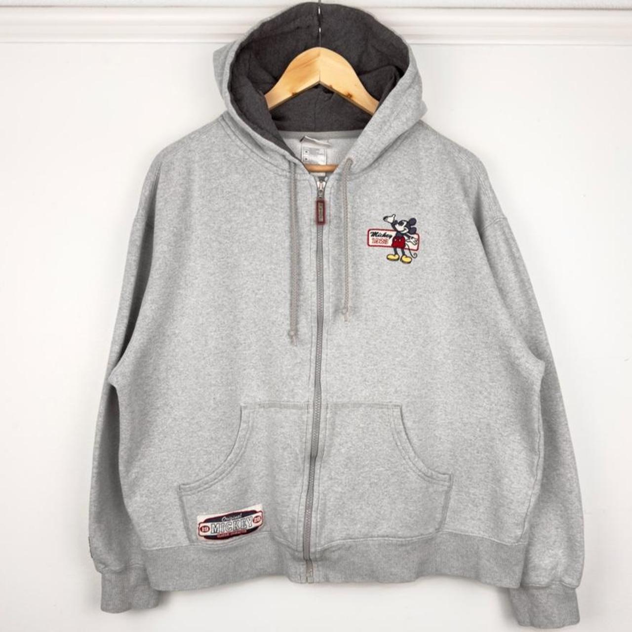 Vintage 00s Mickey Mouse Embroidered Disney Store Grey Hoodie (Boxy M)