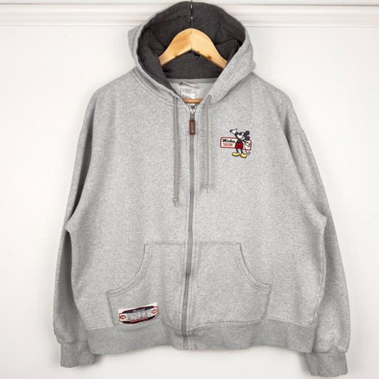 Vintage 00s Mickey Mouse Embroidered Disney Store Grey Hoodie (Boxy M)