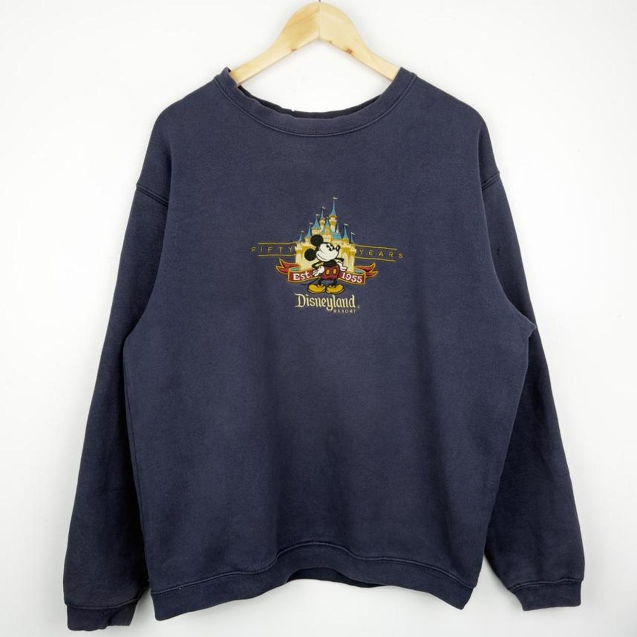 Vintage 00s Disneyland Fifty Years Embroidered Distressed Navy Blue Sweatshirt (L)