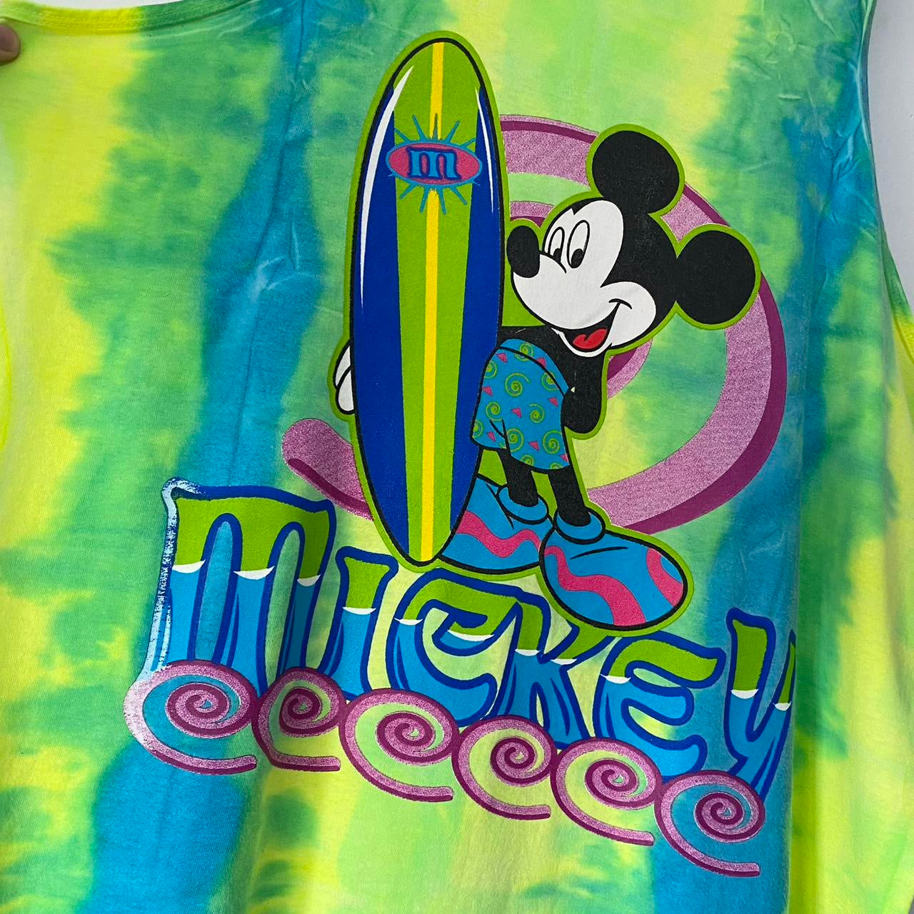 Vintage Mickey Surfing Tie Dye 90s Vest Top (XL)