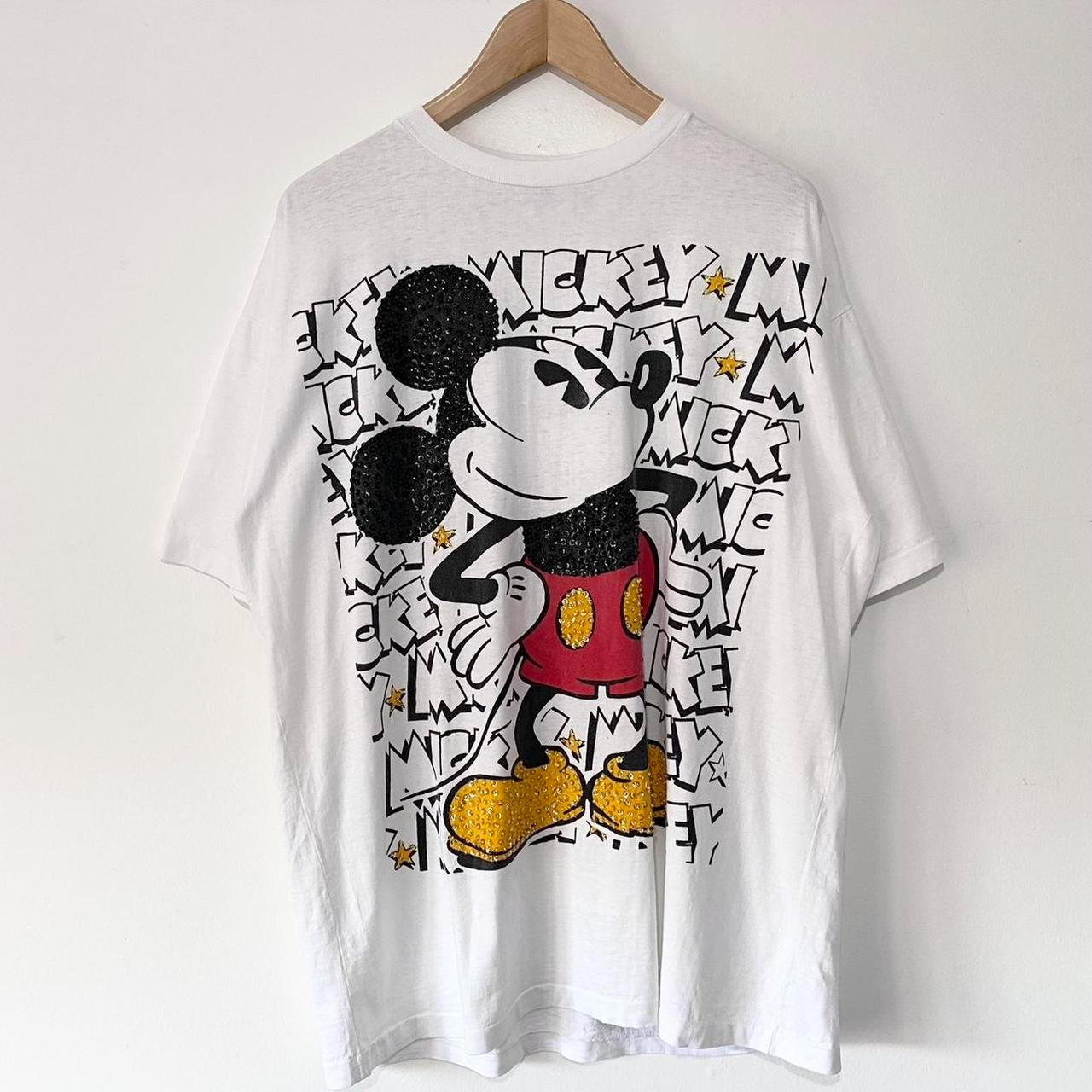 Vintage Mickey Mouse Sequins 90s T Shirt (XL)