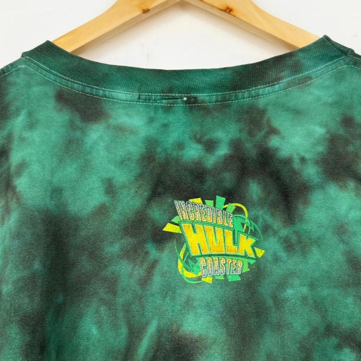 Vintage 1999 Incredible Hulk Coaster Islands of Adventure Green T Shirt (XL)