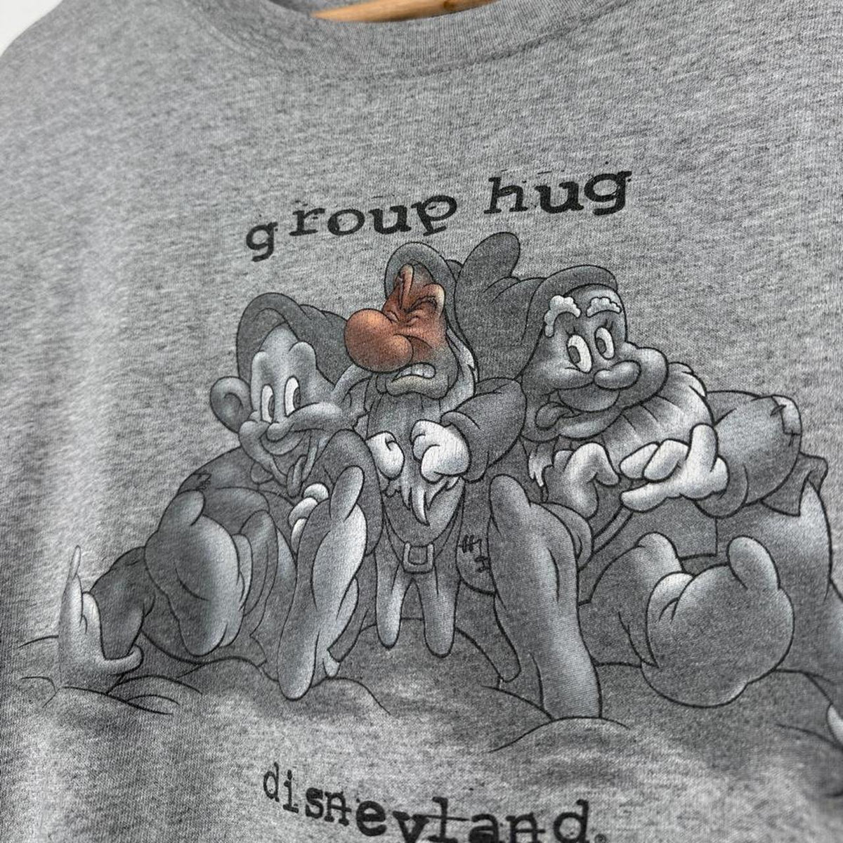 Vintage 00s Disneyland Group Hug Seven Dwarfs Grey T Shirt (XL)