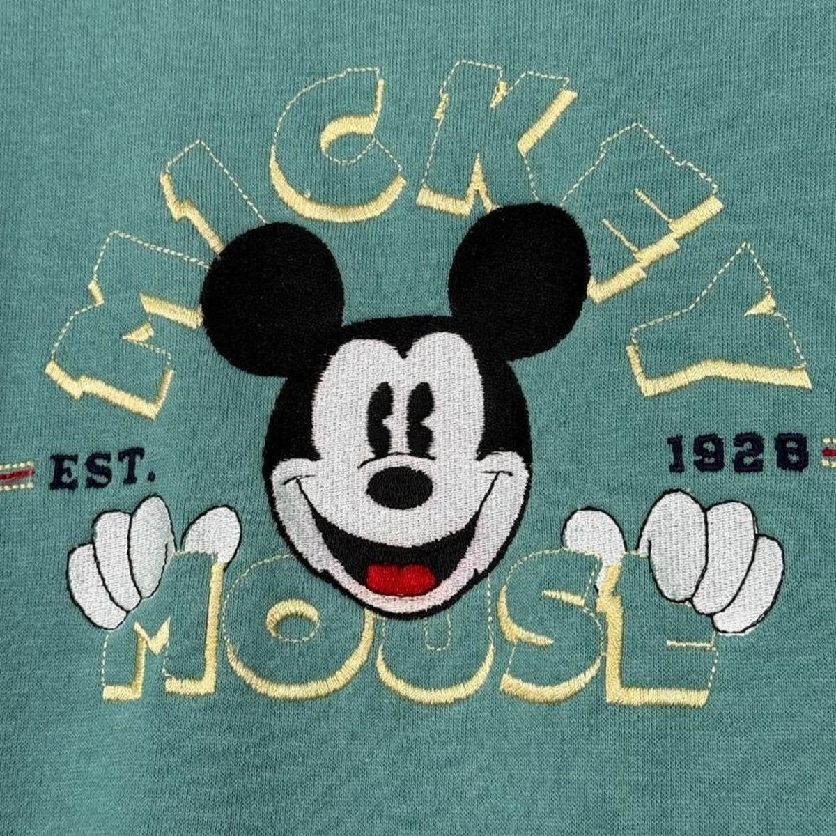 Vintage 90s Mickey Mouse Embroidered Green Sweatshirt (L)