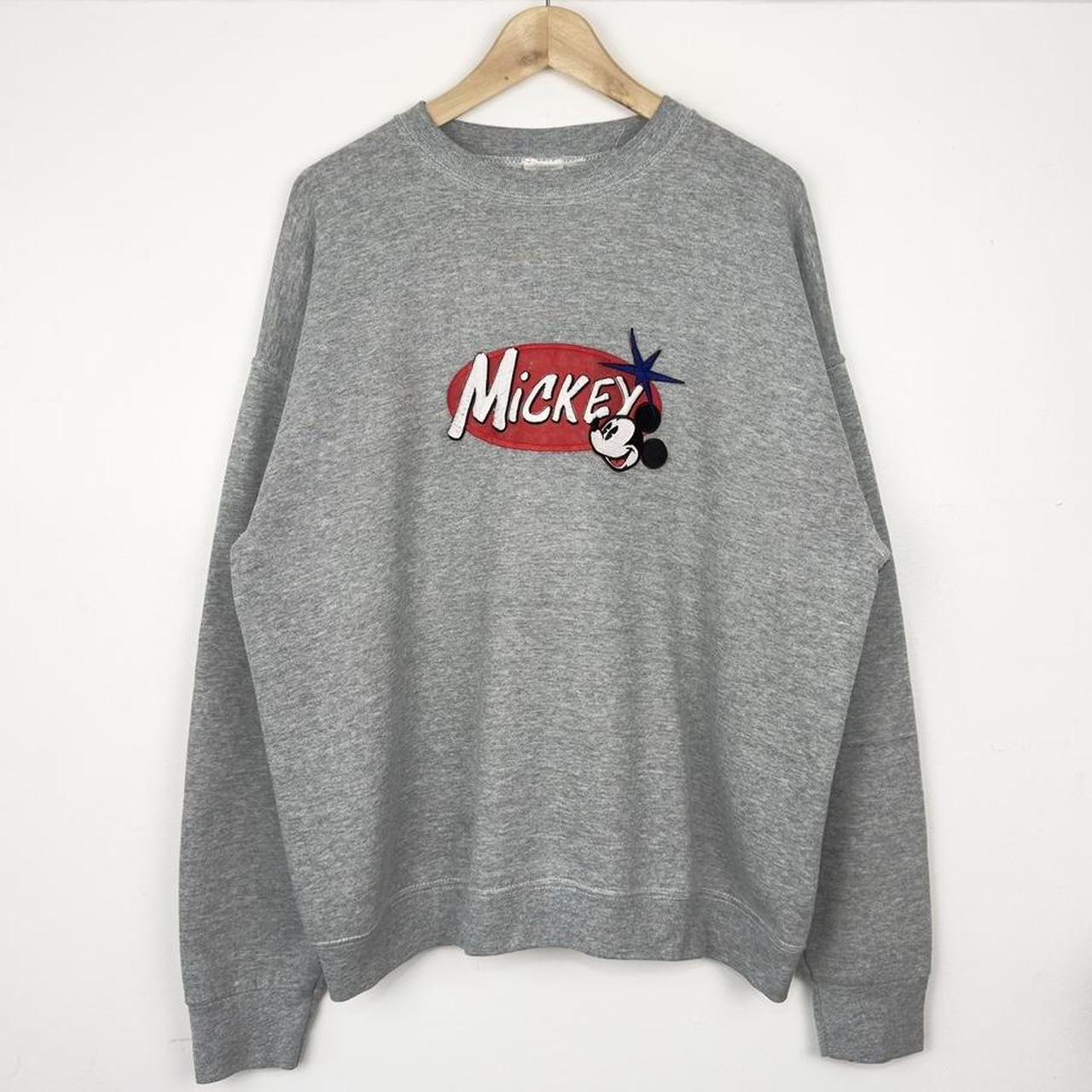 Vintage 90s Mickey & Co Patch Grey Sweatshirt (XL)