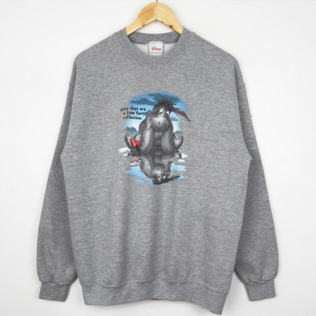Vintage 00s Eeyore Rainy Days Disney Store Grey Sweatshirt (M)