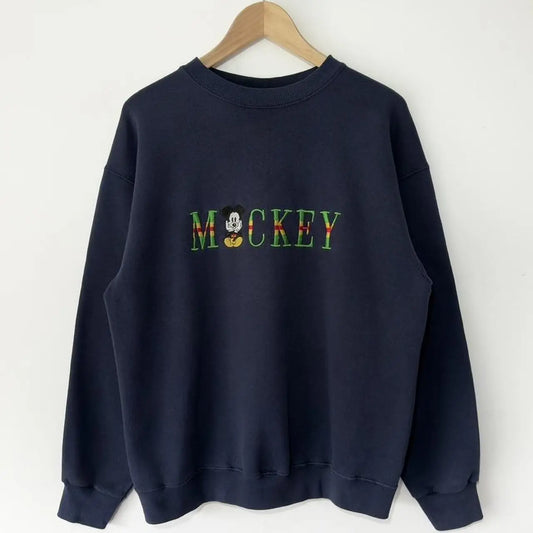 Vintage Mickey Mouse Embroidered Spell Out 90s Sweatshirt (M)