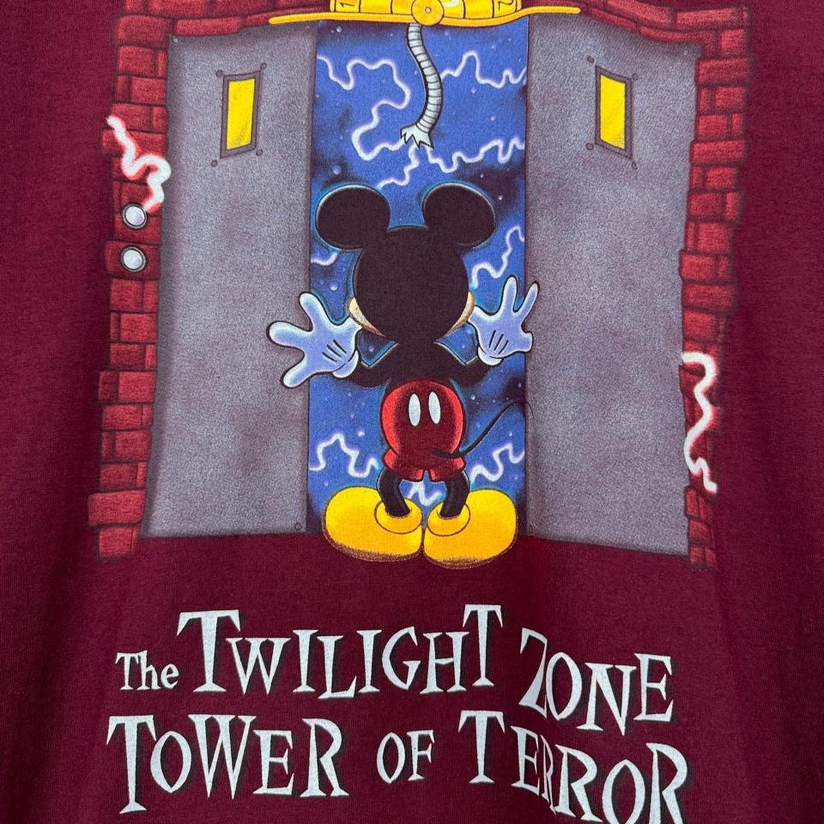 Vintage 90s Tower of Terror Mickey Burgundy T Shirt (L)
