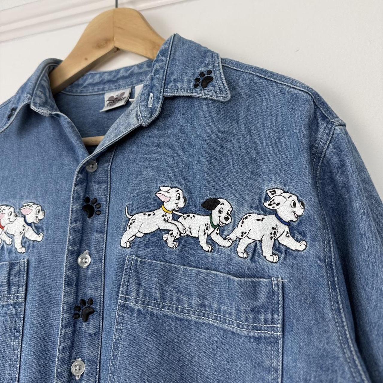 Vintage 90s 101 Dalmatians Embroidered The Disney Catalog Blue Denim Shirt (S)