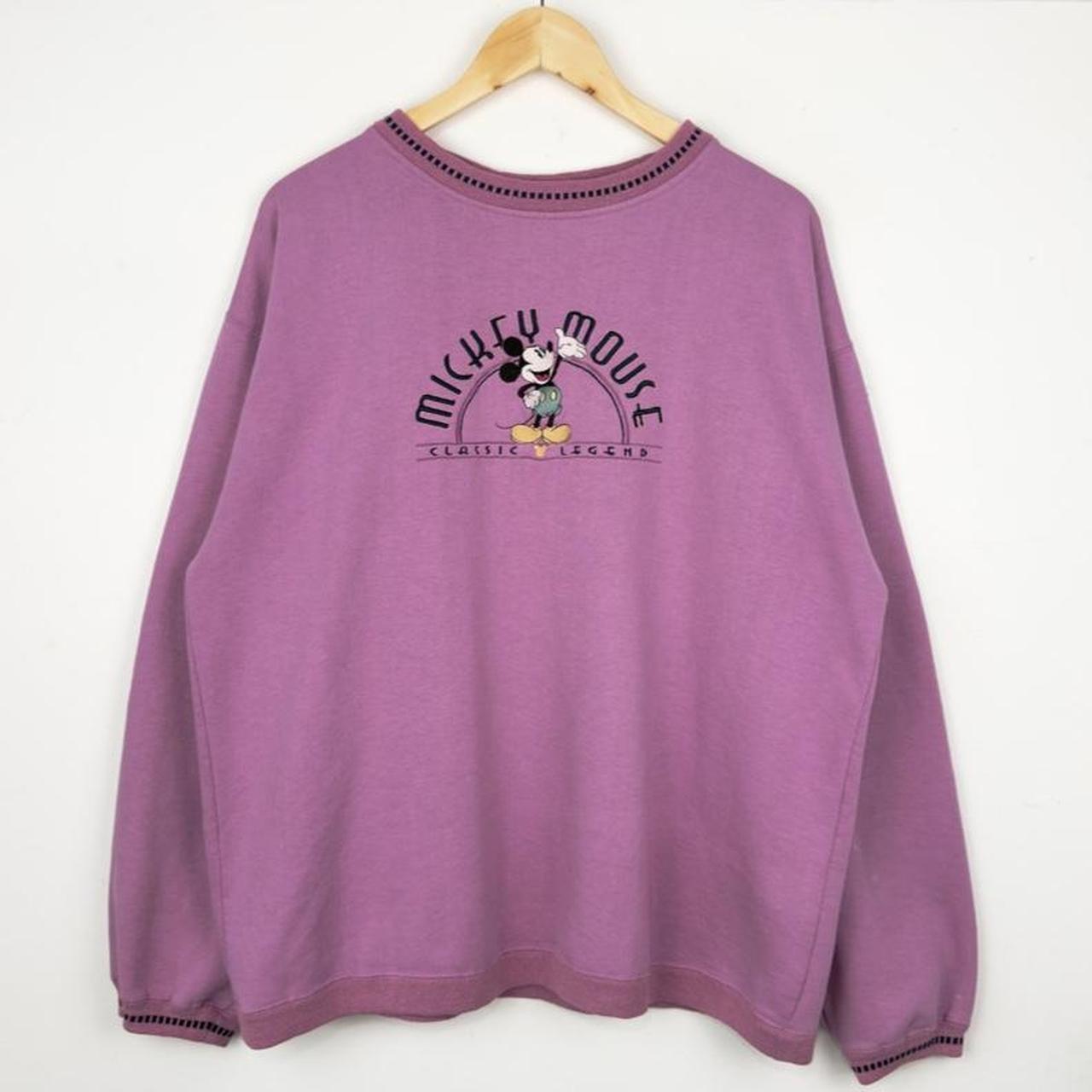 Vintage 90s Mickey Mouse Embroidered Purple Pink Sweatshirt (L/XL)