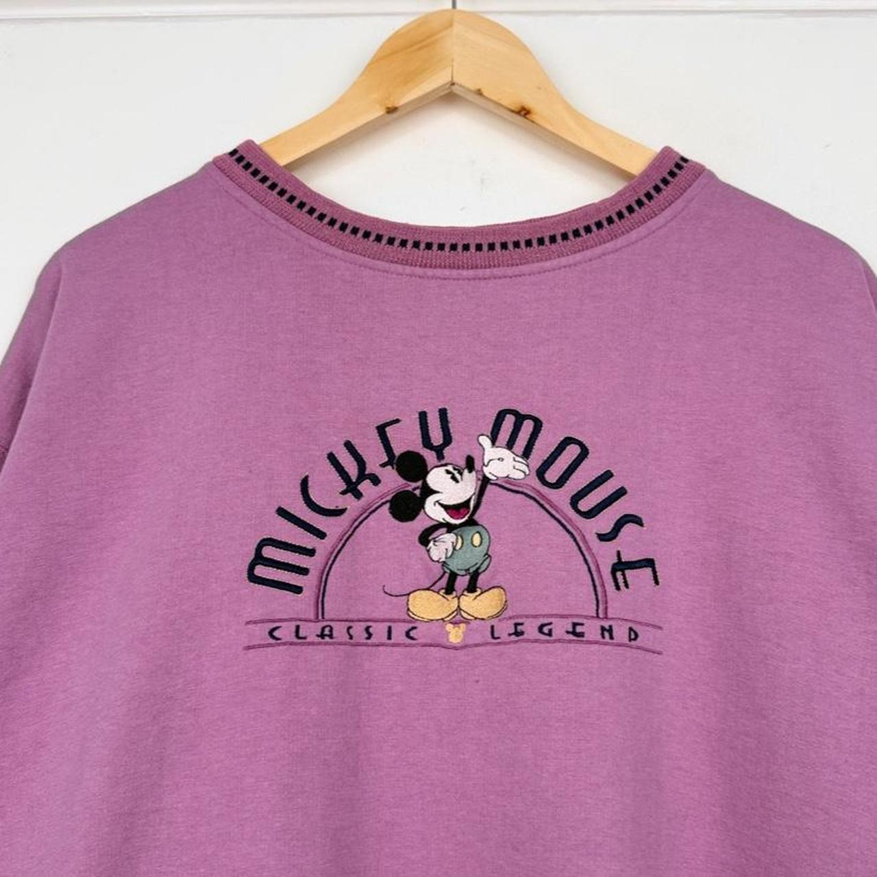 Vintage 90s Mickey Mouse Embroidered Purple Pink Sweatshirt (L/XL)