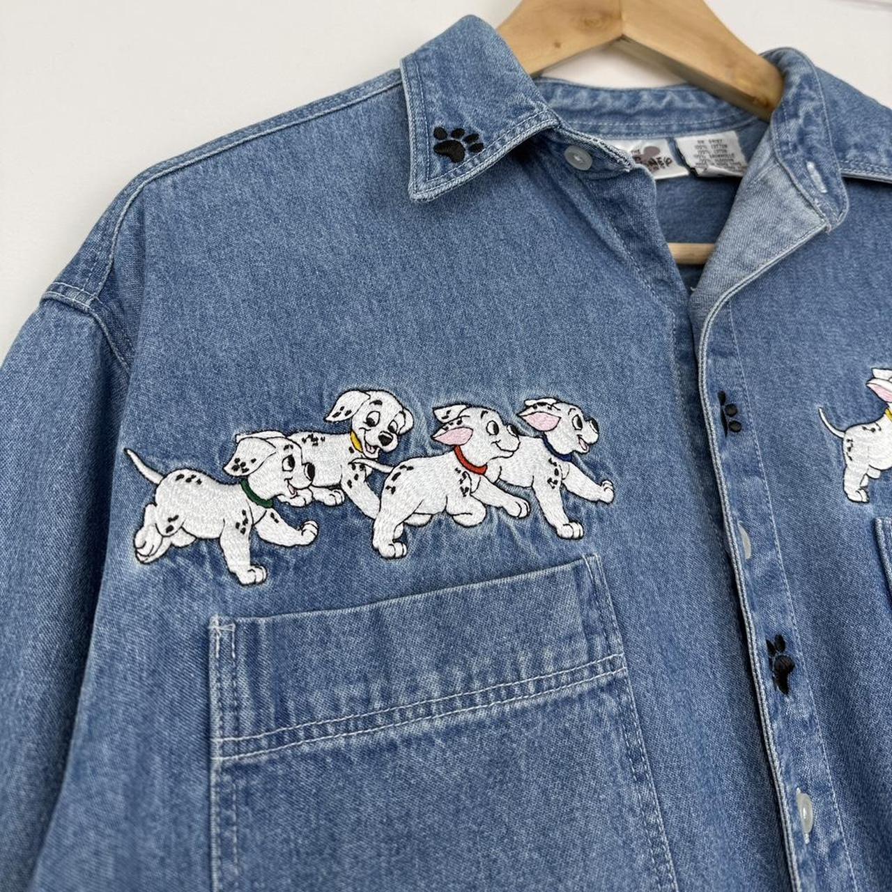Vintage 90s 101 Dalmatians Embroidered The Disney Catalog Blue Denim Shirt (S)