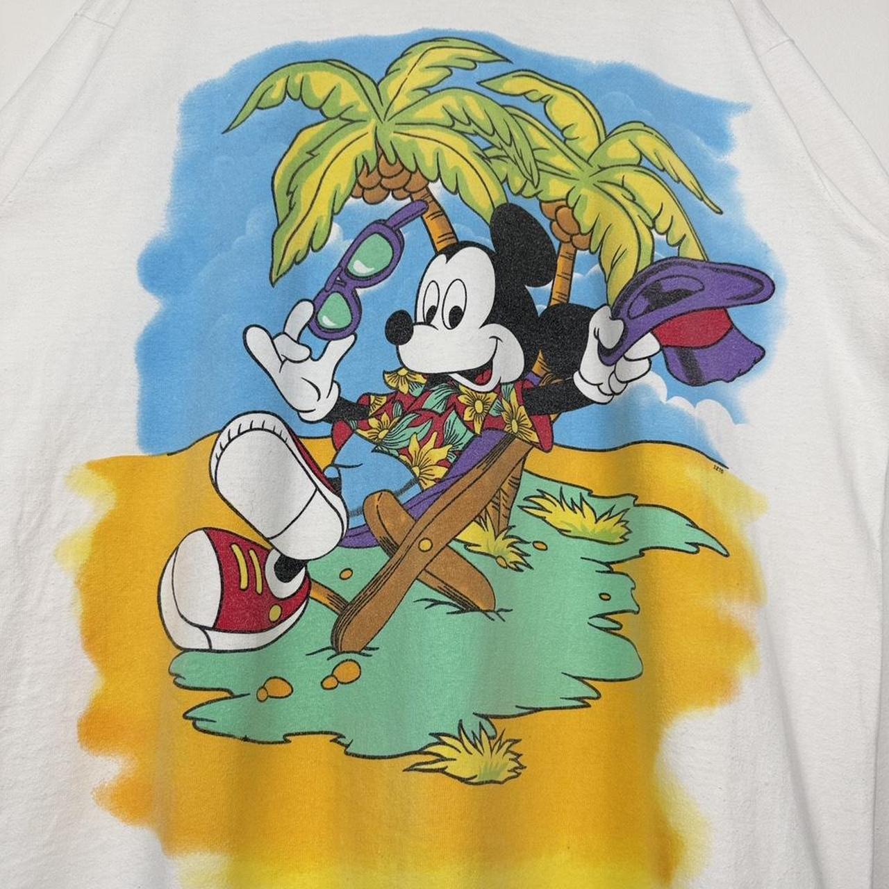 Vintage 90s Mickey Mouse Summer Island White T Shirt (XL)