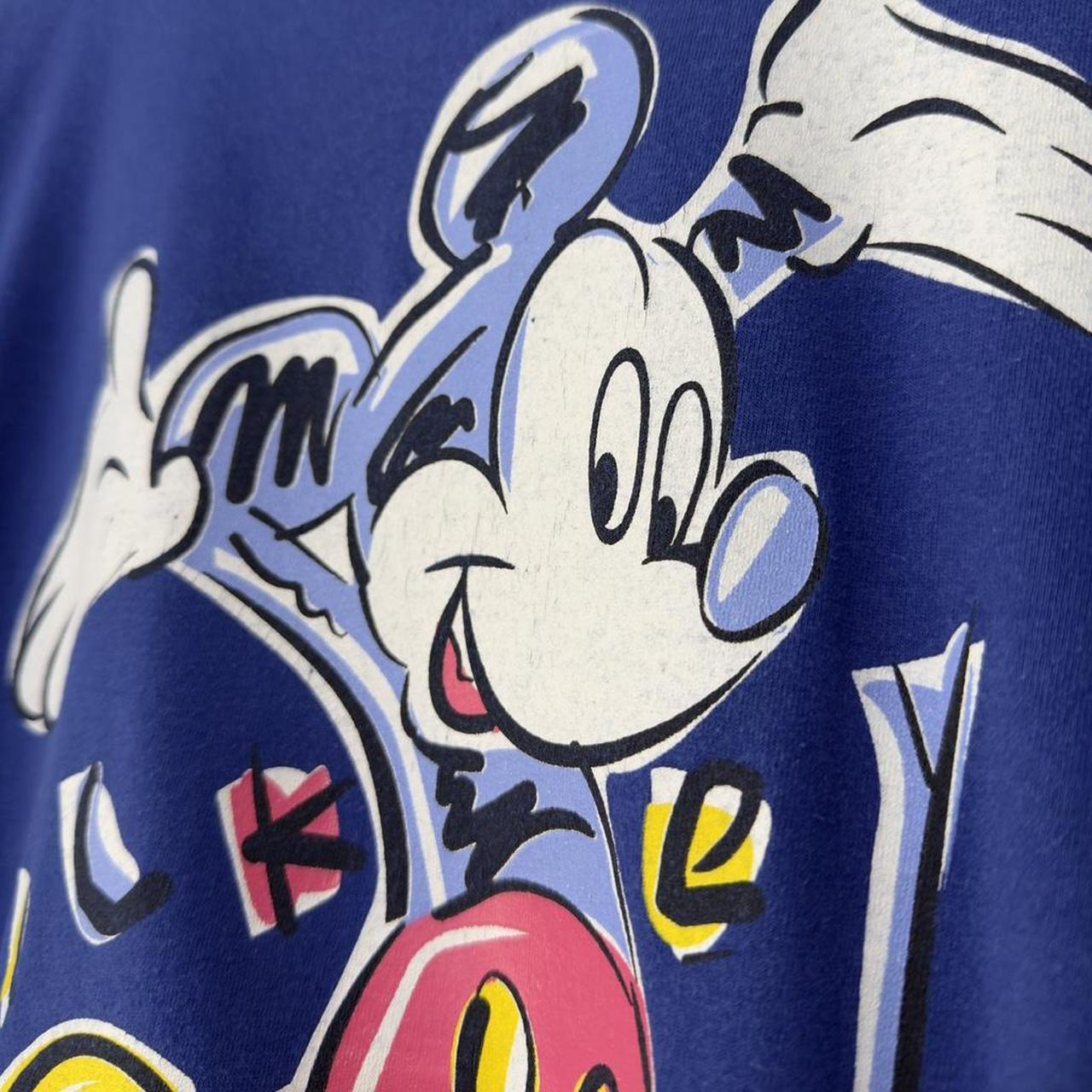 Vintage Mickey Mouse 90s Graphic Blue T Shirt (XL)
