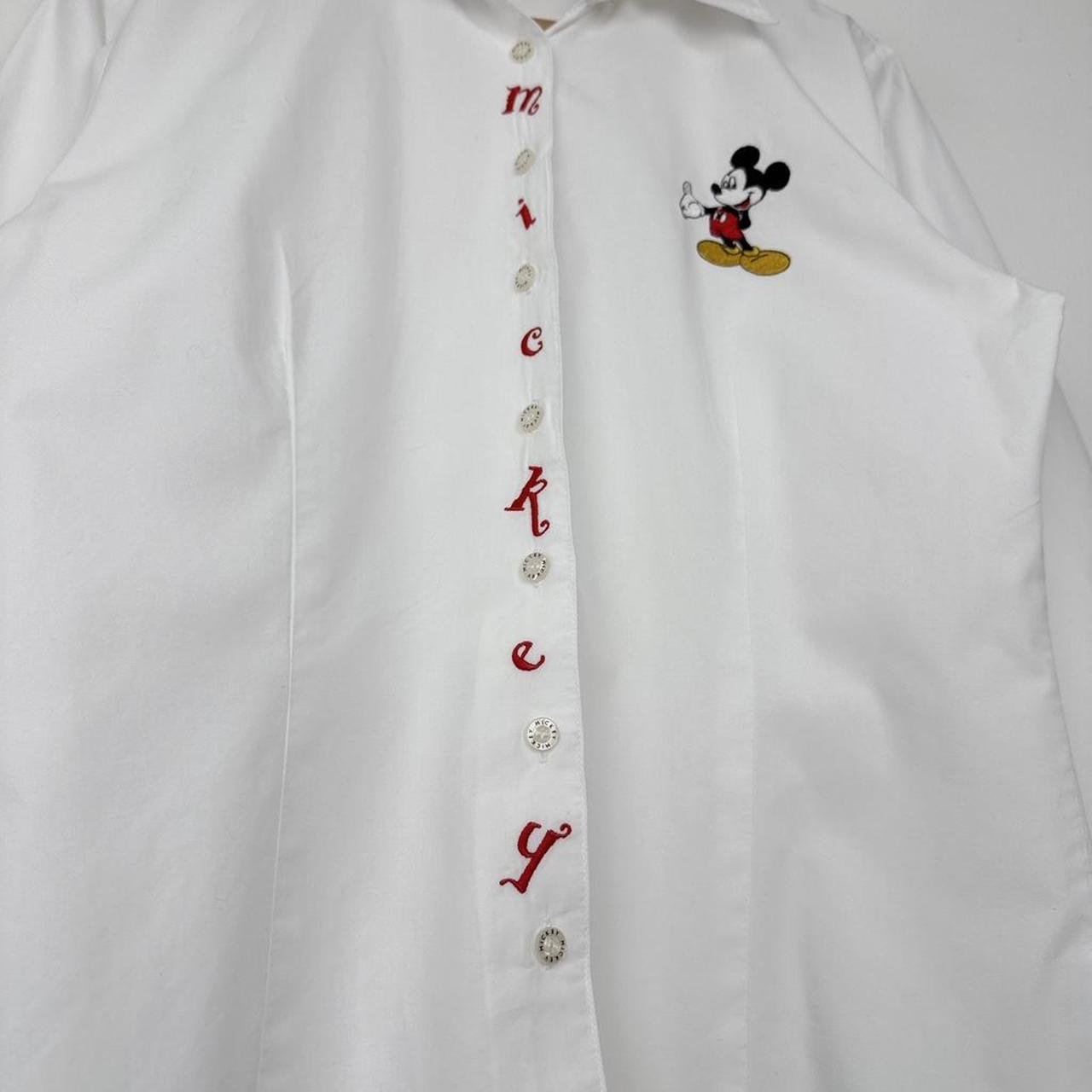 Vintage Mickey Mouse Spell Out 90s Button Up Shirt (Women's M)
