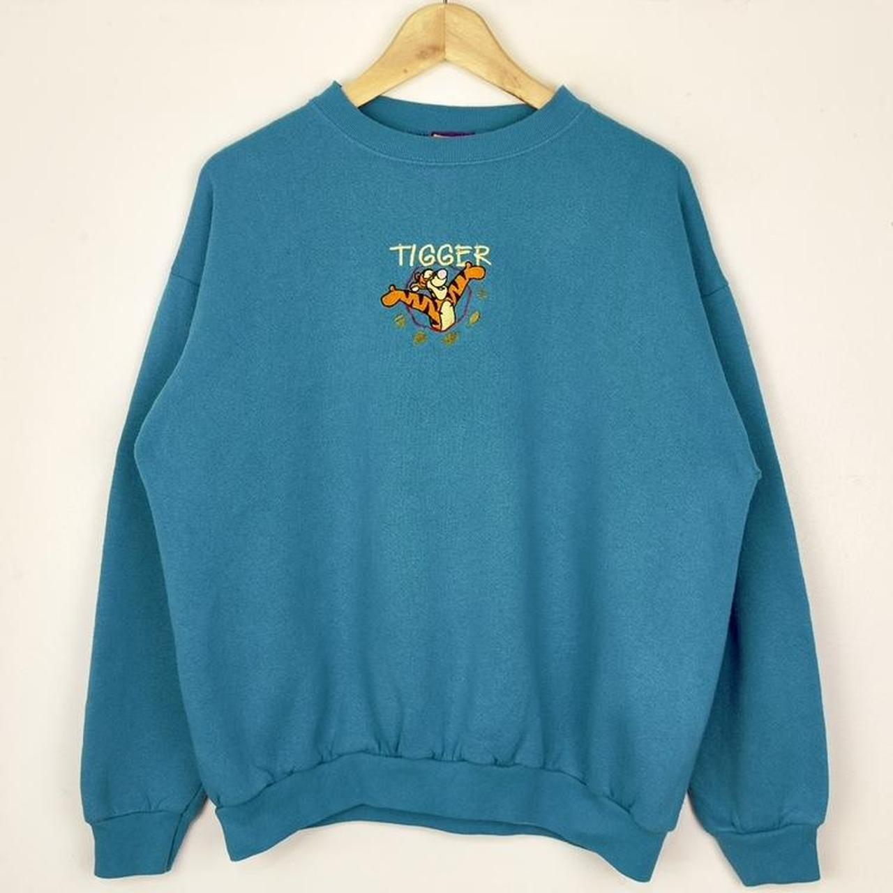 Vintage 90s Tigger Embroidered Pooh 100 Acre Collection Blue Sweatshirt (L)