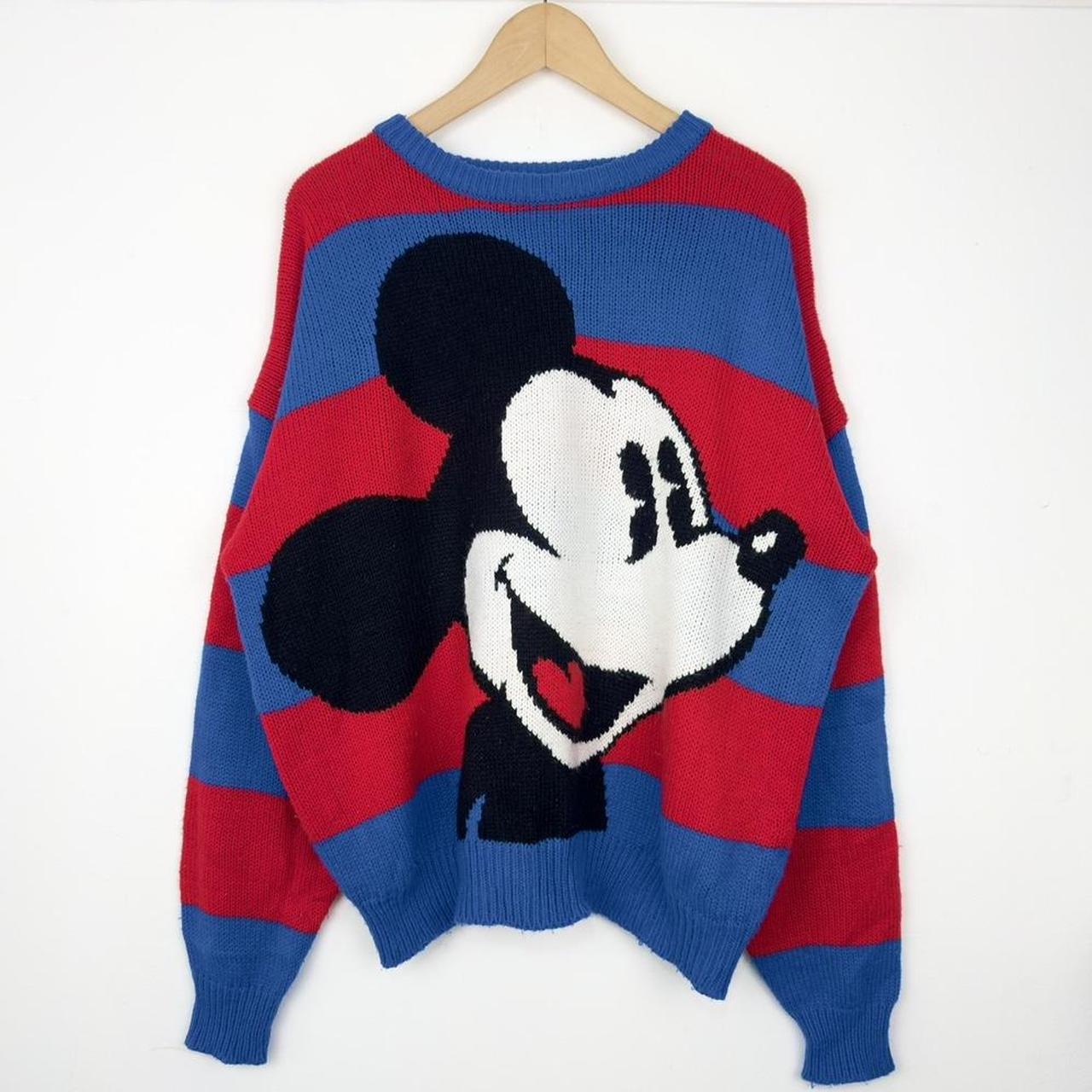 Vintage Mickey Mouse Striped 90s Knitwear Jumper (L)