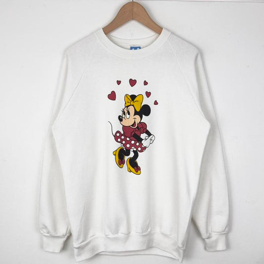 Vintage Minnie Mouse Love Hearts 90s Sweatshirt (M)