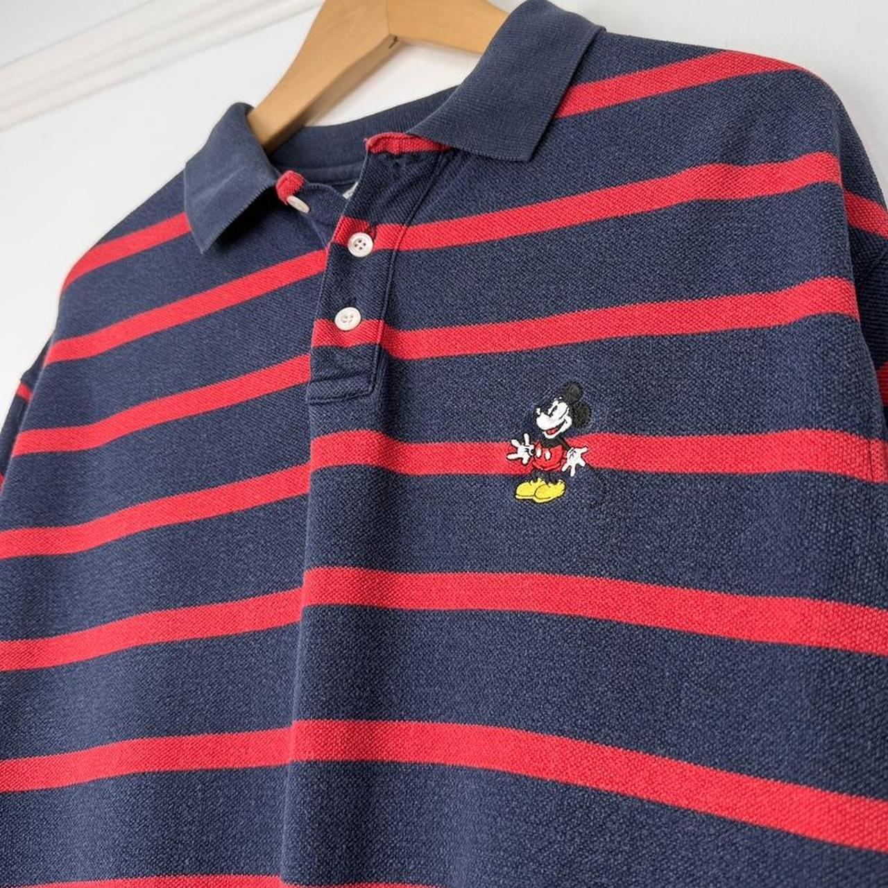 Vintage Mickey Mouse Striped 90s Polo Shirt (M)