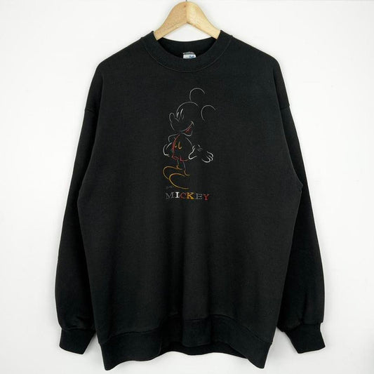 Vintage Mickey Mouse Embroidered Outline 90s Sweatshirt (L)
