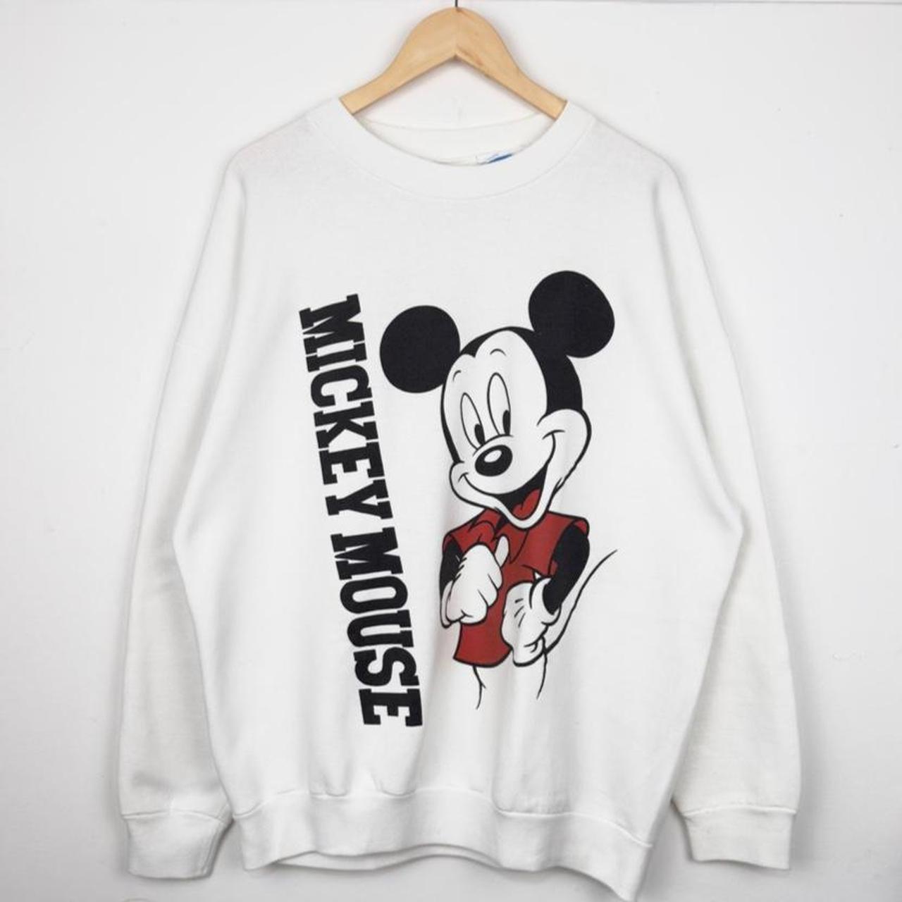 Vintage 80s Mickey Mouse Front & Back Disney White Sweatshirt (XL)