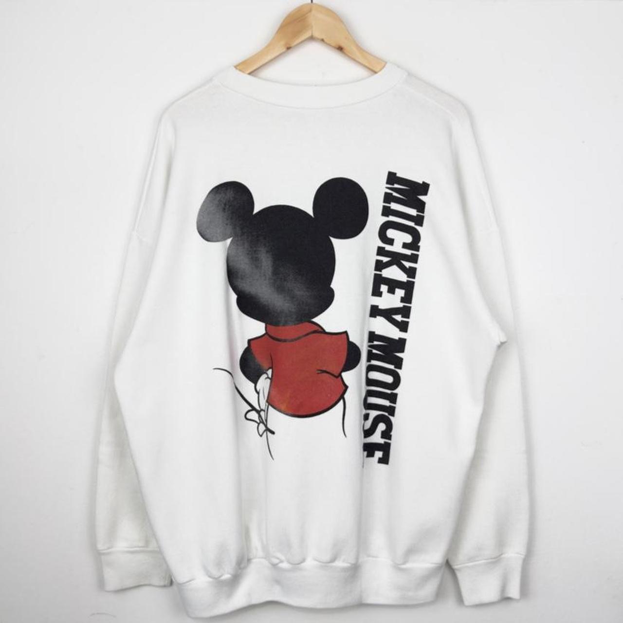 Vintage 80s Mickey Mouse Front & Back Disney White Sweatshirt (XL)