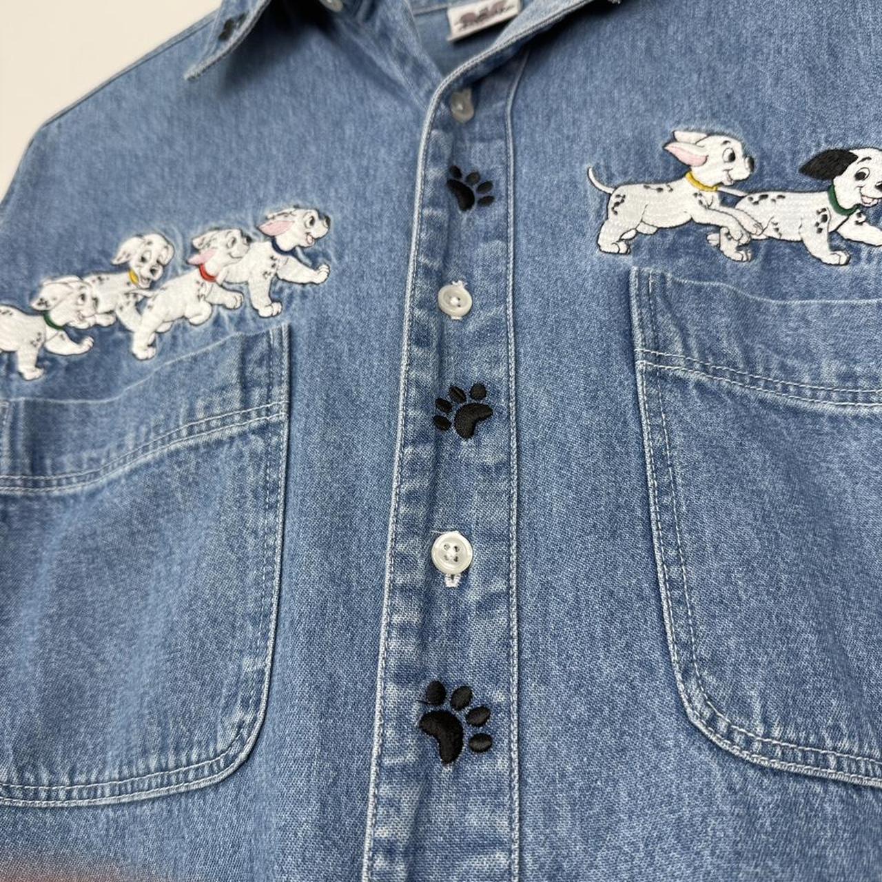 Vintage 90s 101 Dalmatians Embroidered The Disney Catalog Blue Denim Shirt (S)