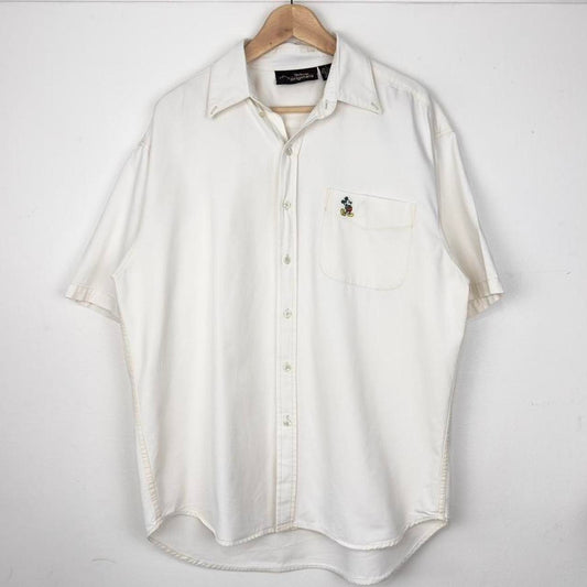 Vintage Mickey Mouse 90s Short Sleeve Button Up Shirt (L)