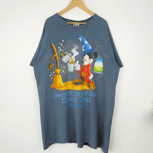 Vintage Sleepy Sorcerer Mickey Walt Disney World 00s Sleepwear T Shirt (One Size)