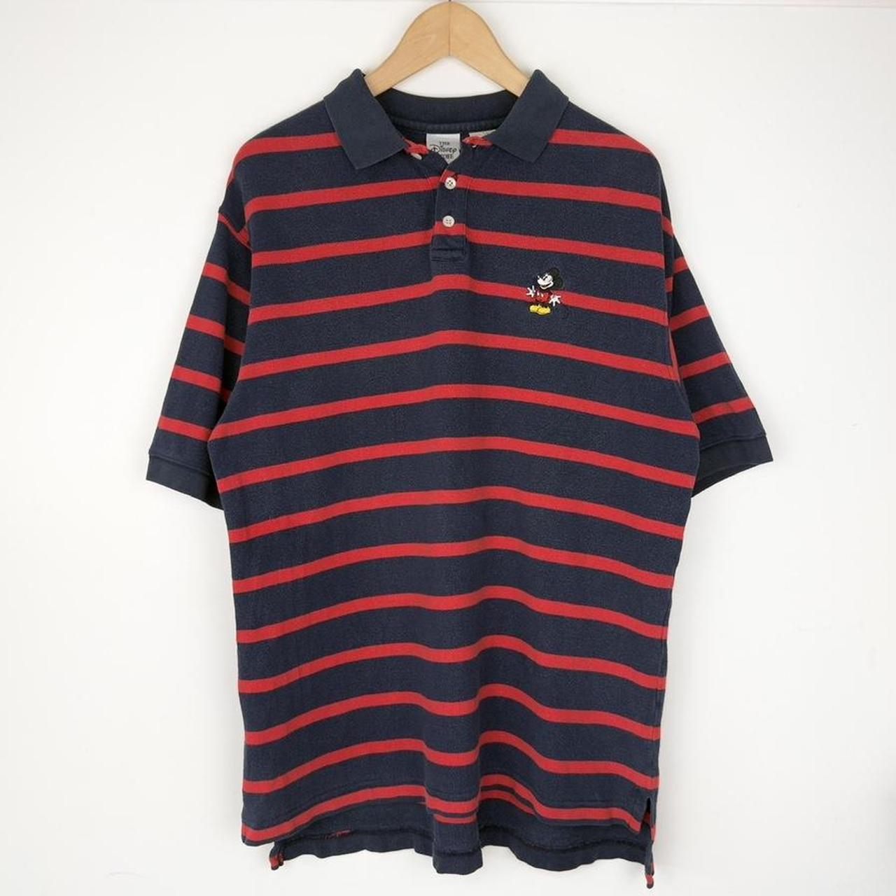Vintage Mickey Mouse Striped 90s Polo Shirt (M)