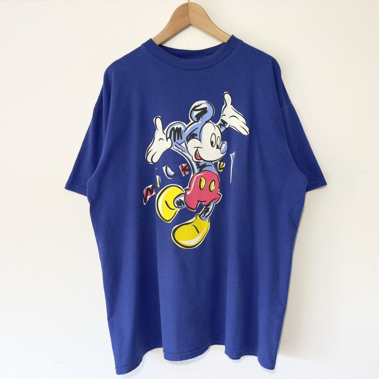 Vintage Mickey Mouse 90s Graphic Blue T Shirt (XL)