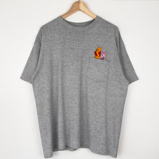 Vintage Pooh & Piglet Embroidered Disney Store 90s Pocket T Shirt (L)