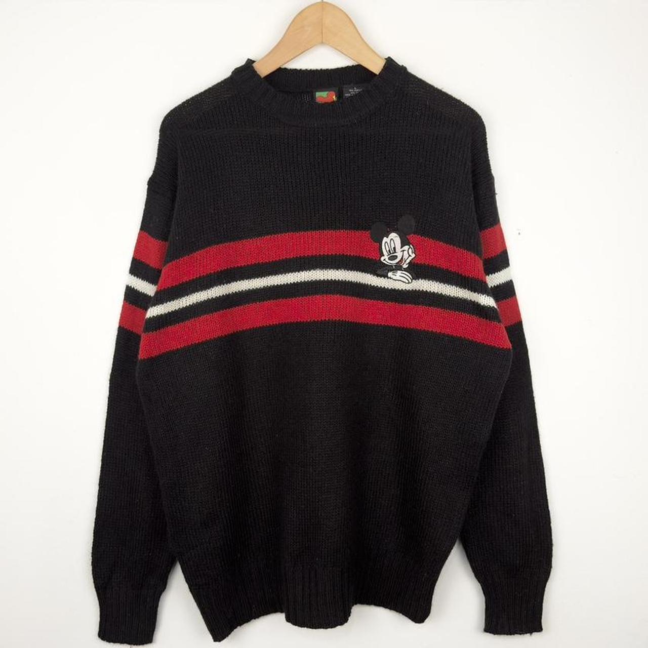 Vintage Mickey Mouse Striped 90s Knitwear Jumper (L)