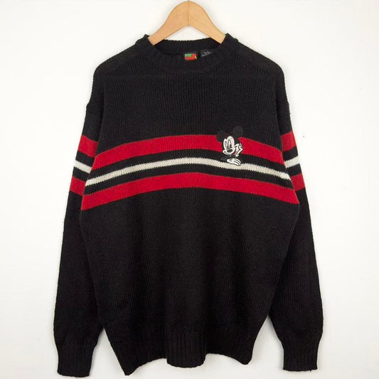 Vintage Mickey Mouse Striped 90s Knitwear Jumper (L)