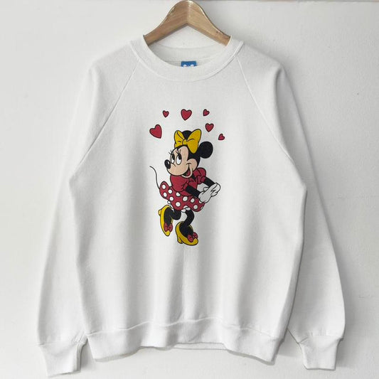 Vintage Minnie Mouse Hearts 80s/90s Sweatshirt (M)