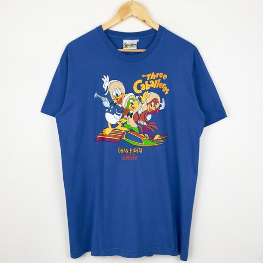 Disney The Three Caballeros Gran Fiesta Tour Epcot Blue 2007 T Shirt (L)