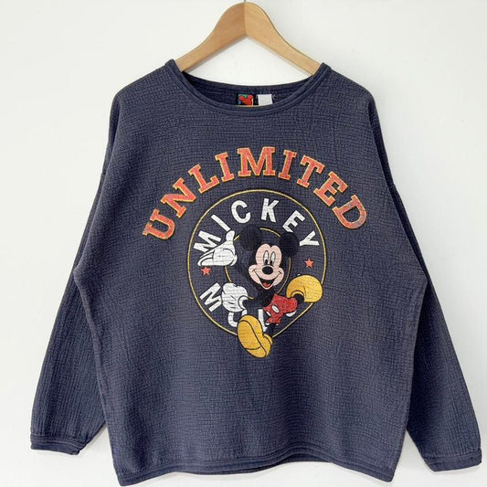 Vintage Mickey Unlimited 90s Waffle Sweatshirt (M)
