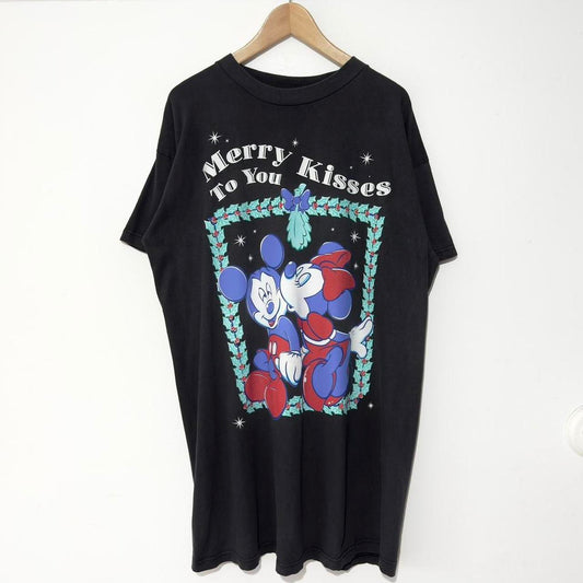 Vintage Merry Kisses To You Mickey & Minnie 90s T Shirt (Long XL)