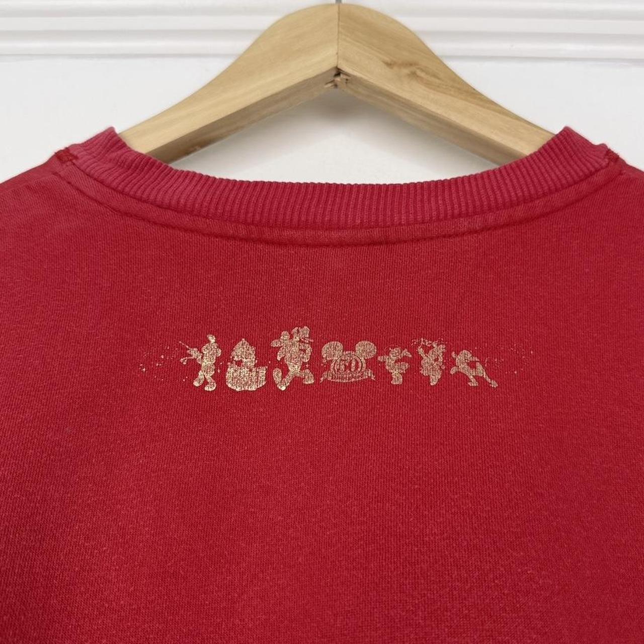 Vintage 2005 Mickey & Friends Disneyland 50th Anniversary Embroidered Cropped Red Sweatshirt (L)